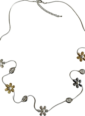 合金雏菊花朵贝壳毛衣链长项链