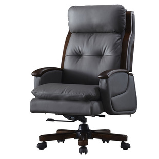 可躺老板椅真皮办公室座椅实木家用电脑椅舒适久坐高档牛皮大班椅