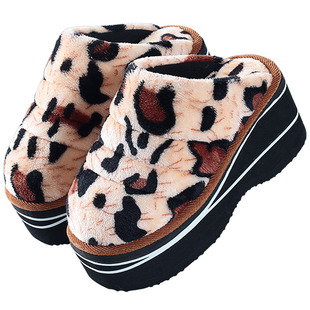 高跟棉拖鞋女厚底防滑冬季居家室内加绒保暖防水台泡沫底手工拖鞋