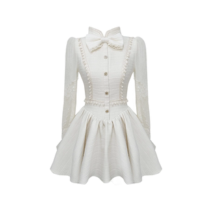 Lazy Didi奥斯汀少女香 典藏款小香公主裙收腰娃娃领蝴蝶结连衣裙