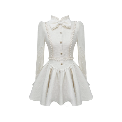 Lazy Didi奥斯汀少女香 典藏款小香公主裙收腰娃娃领蝴蝶结连衣裙