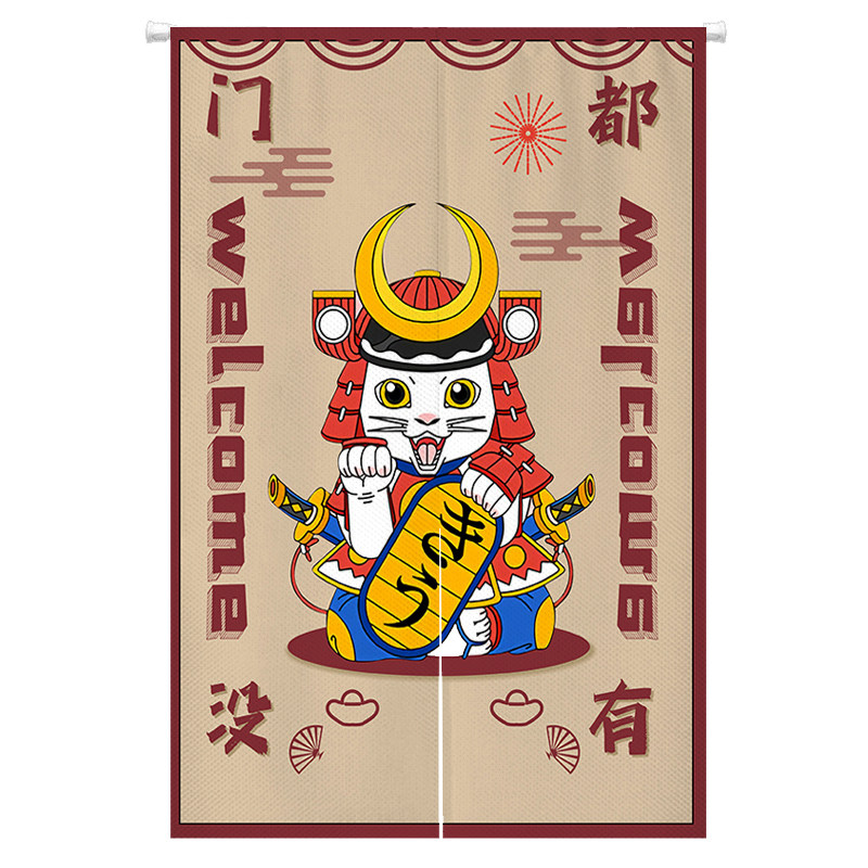 招财猫门帘家用风水挂帘免打孔