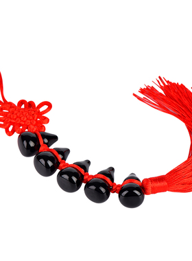 天然真品黑曜石葫芦挂件