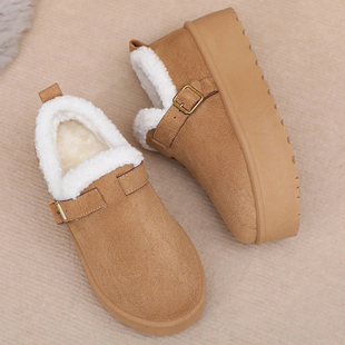 女士冬季 毛毛雪地靴妈妈鞋 2025新款 休闲鞋 加绒保暖时尚 厚底勃肯鞋