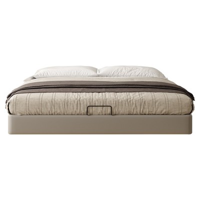 意式极简无床头悬浮床高箱储物床