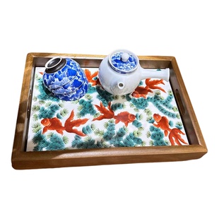 金玉满堂高两河手绘粉彩陶瓷托盘茶盘桌面家用茶盘创意家居摆件画