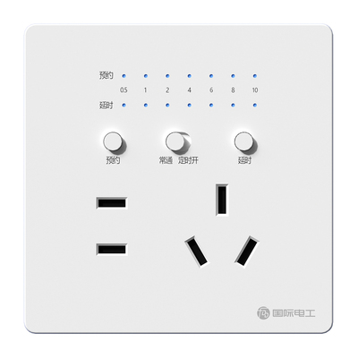 国际电工横向五孔可预约定时插座