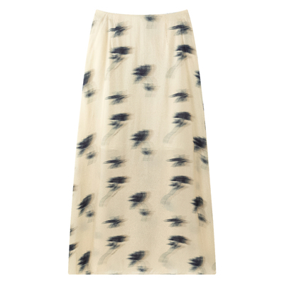 VIKTORIACHAN26SS春夏成衣系列新品 米底墨纹宽松长款半身裙