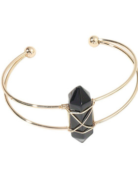 个性多巴胺天然石开口手镯