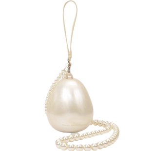 Simone Rocha 米色亚克力小巧珍珠蛋形斜挎包手拿包