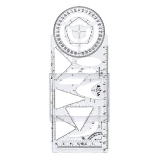 杰利多功能平移尺小学生用图形尺初中函数几何绘图尺考试打格尺三角尺手绘工具平行尺画圆量角器建筑师设计尺