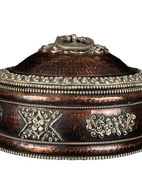 西藏复古储物盒纯铜客厅装饰摆件