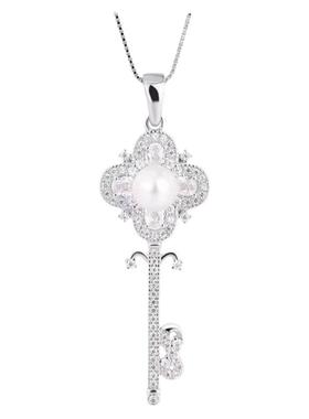 D色莫桑石天然淡水珍珠钥匙项链