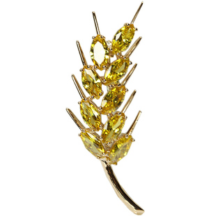 黄水晶麦穗胸针小巧精致气质日韩简约锆石胸花毛衣外套别针防走光