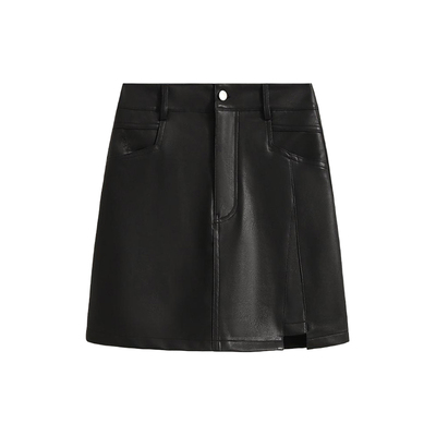 梨型身材遮胯皮裙PU半身裙女秋冬大码胖mm高腰防走光A字包臀短裙