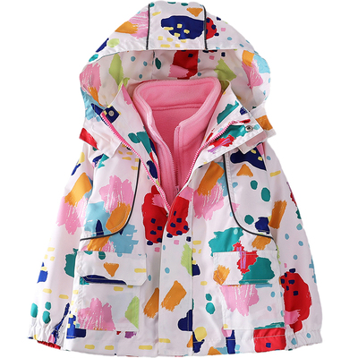 防风防水女童冲锋衣三合一棉服