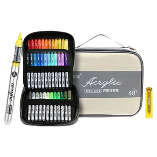 掌握丙烯马克笔直液式水彩笔软头小学生专用美术专业初中生肤色儿童画画白色单支不透色24色36颜色炳稀彩色笔