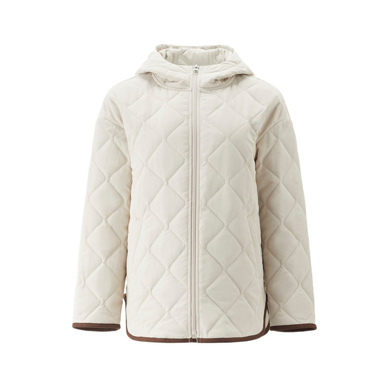 合体撞色包边下摆棉衣外套