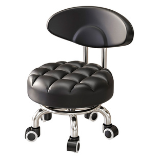 意式万向轮小凳子滑轮移动凳子家用矮凳带娃客厅带轮靠背小椅子