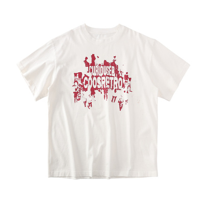 CoosRetro字母印花落肩短袖T恤