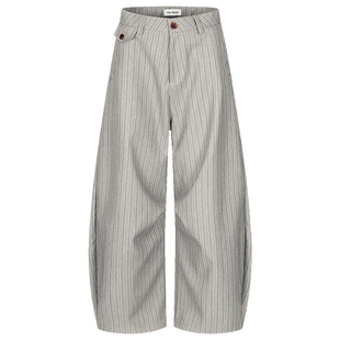 迈特优美式老钱风条纹西裤男女垂坠感宽松裤子弯刀休闲西装裤情侣