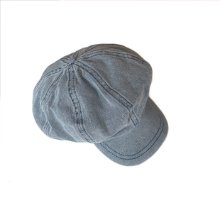 韩版复古牛仔大头围贝雷帽女显脸小百搭画家云朵帽文艺八角帽子潮