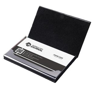 得力名片夹男士女式商务便携名片夹大容量皮面质感金属卡片盒名片盒时尚名片夹超薄男式名片收纳盒PU皮不锈钢