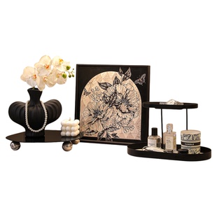 中古风玄关装饰摆件放钥匙收纳进门口法式复古鞋柜软装新中式摆画