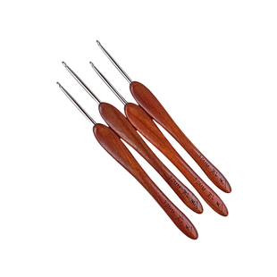 金岚钩针36款血檀木柄不锈钢标准针头手工DIY毛线玩偶编织工具针