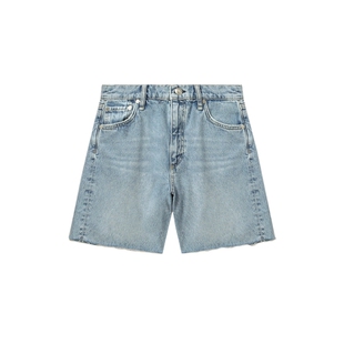 IT rag & bone女装毛边牛仔短裤新款时尚活力水洗磨白宽松直筒裤