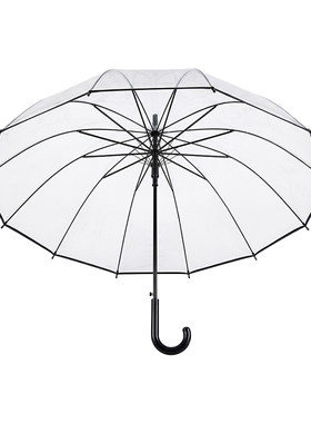 维康16骨透明长柄雨伞双人大号伞