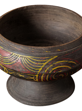 视觉味道 侘寂风手工老木钵复古果子钵整木盘子木制家居装饰摆件