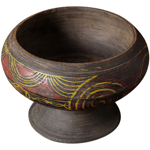 视觉味道 侘寂风手工老木钵复古果子钵整木盘子木制家居装饰摆件