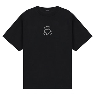 WE11DONE中性男女同款珍珠样式小熊圆领短袖T恤宽松休闲