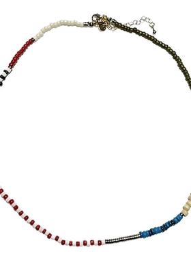 复古游园会*玉石彩色拼接项链
