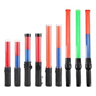 交通指挥棒道路警示信号棒充电电池手持停字牌红蓝爆闪LED指示棒