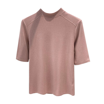 半高领五分袖打底衫女春秋内搭