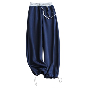 懒人慵懒裤高腰遮肉显腿长加绒加厚弯刀裤香蕉运动裤女休闲裤M845