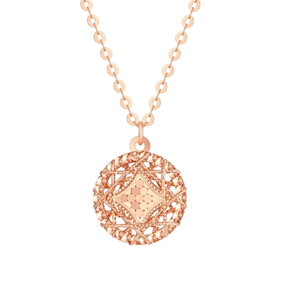 TSL谢瑞麟时尚闪耀金系列18K金项链圆形玫瑰金锁骨链女士BF361