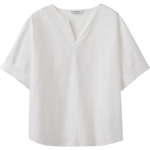 播商场同款通勤宽松白衬衫夏季新款休闲短袖上衣BDS2HD2004