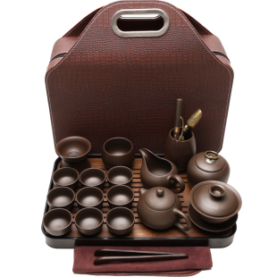 景福匠心紫砂壶收纳旅行大套装全套装茶盘茶杯刻字定制lOGO