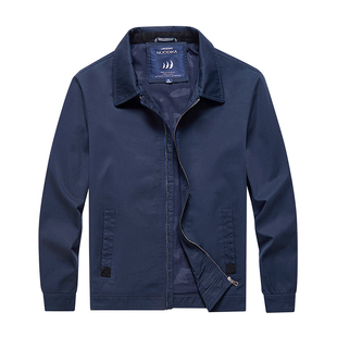 纯棉夹克翻领男士外套春秋中年商务行政领道诺帝卡休闲茄克衫爸爸