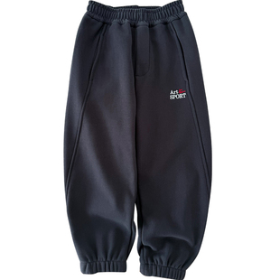 男童加绒运动裤~中大童防风收口卫裤秋冬季一体绒保暖裤子休闲裤