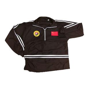 儿童武术服练功服散打训练服拳击搏击传统中国红白条开衫运动套服