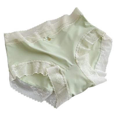 【4条装】冰丝无痕内裤女夏季薄款中腰蕾丝边性感纯棉档女士短裤