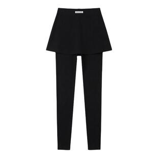 含羊毛假两件打底裤女外穿春秋裙裤一体保暖灰色棉裤加绒加厚冬季