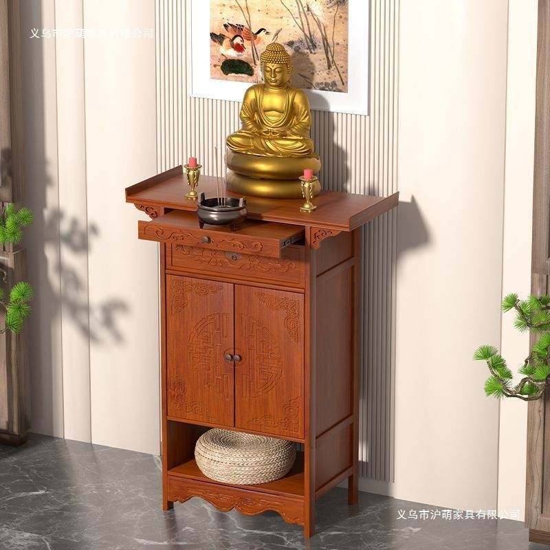 新中式现代供台家用角阳台小户型仿古简约案卧室桌案门中式立柜带