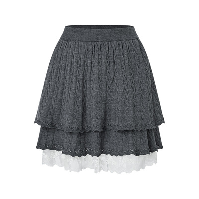 格雷系穿搭-羊毛混纺半裙