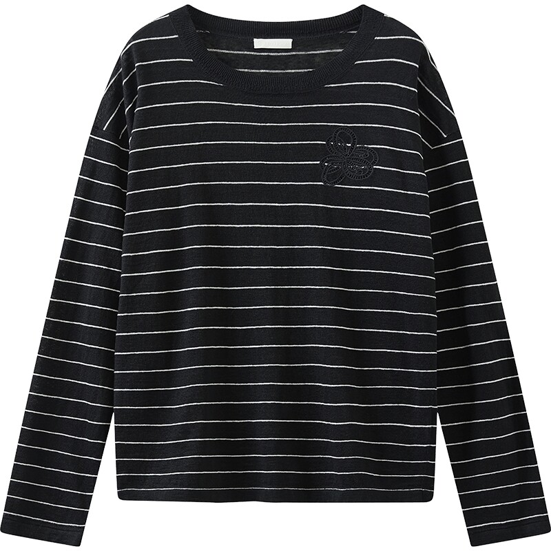 【商场同款】播26夏新品100%亚麻针织衫女条纹轻薄上衣BDT2SD1908