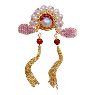 天然珍珠流苏胸花刀马旦胸针新中式小众设计点缀旗袍中国风配饰女